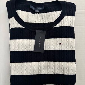 Tommy Hilfiger Women’s Navy and White Striped Sweater
